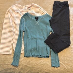 Teal and Striped Kids Long Sleeve Tops Bundle size s (6)